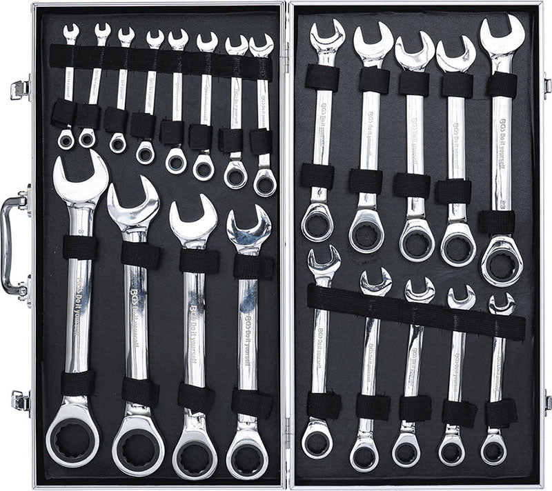 SET 22 PEZZI, CHIAVI COMBINATE A CRICCHETTO, 6 - 32 MM BGS30009