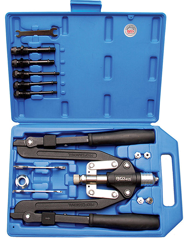 SET RIVETTATRICE PROFESSIONALE, BRACCIO LUNGO, 3,2-6,4 MM BGS405