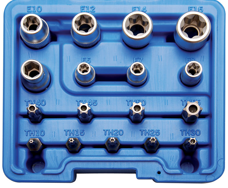 SET 17 PEZZI, BUSSOLE E INSERTI TORX BGS5023