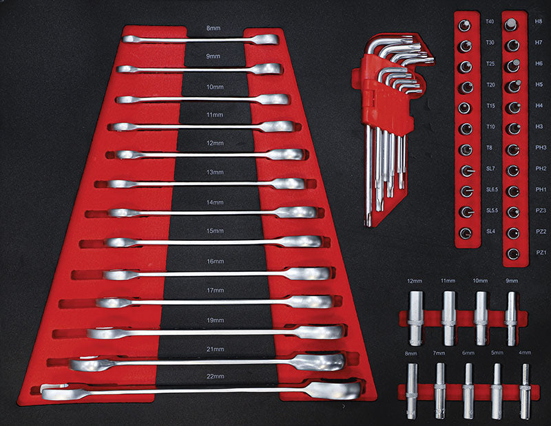 CARRELLO PORTA UTENSILI 6 CASSETTI, CON ARMADIETTO LATERALE, CON 158 UTENSILI BGS6055