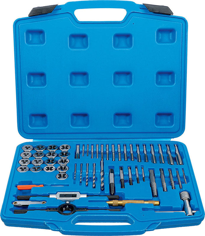 SET 56 PEZZI, MASCHI E FILIERE, MISURE METRICHE M3-M12 BGS70104