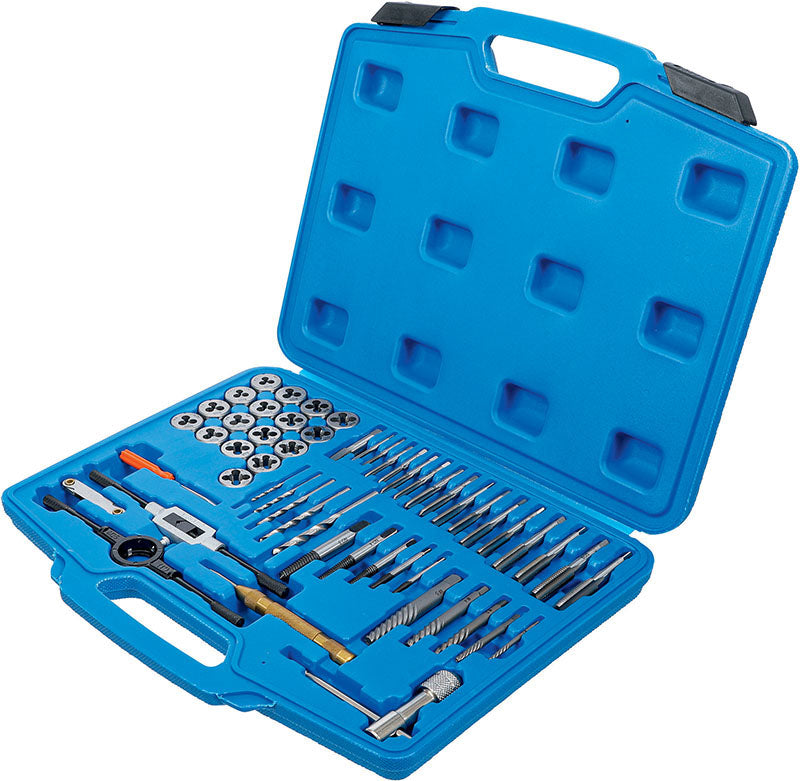 SET 56 PEZZI, MASCHI E FILIERE, MISURE METRICHE M3-M12 BGS70104