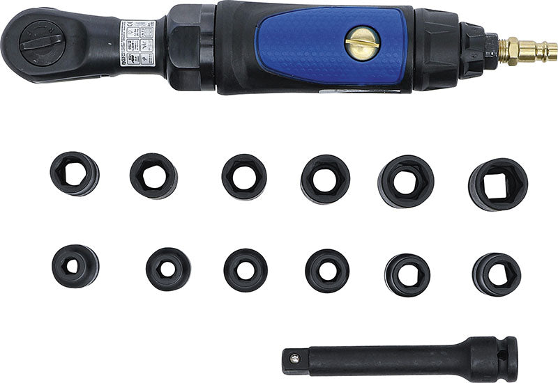 SET 14 PEZZI,CHIAVE A CRICCHETTO PNEUMATICA REVERSIBILE CON	BUSSOLE BGS70192