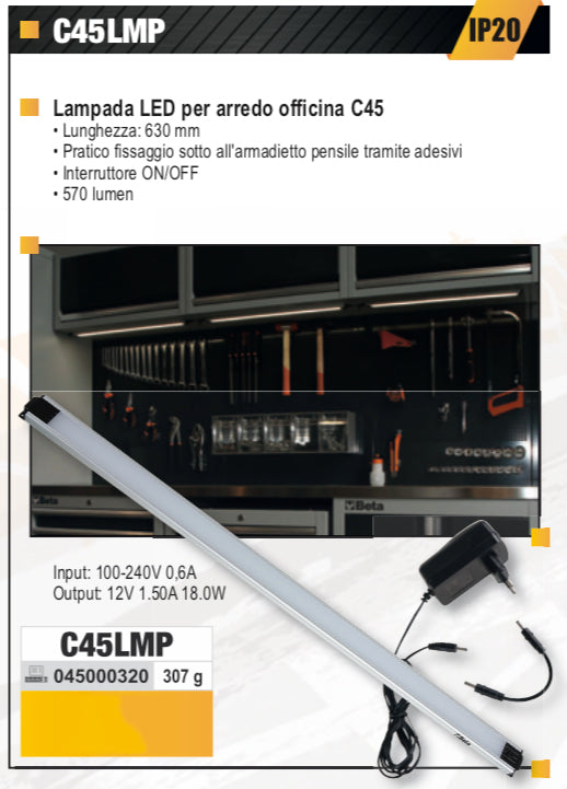 Lampada LED per arredo officina Beta C45LMP per C45 e C45PRO
