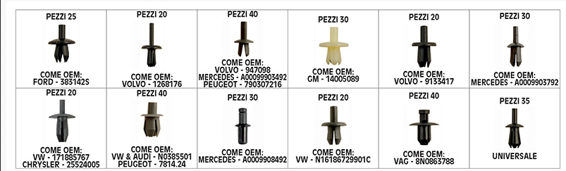 Set 350 clip automotive Bgs Fermec BGS9045 Ford Volvo Mercedes Peugeot Gm Vw