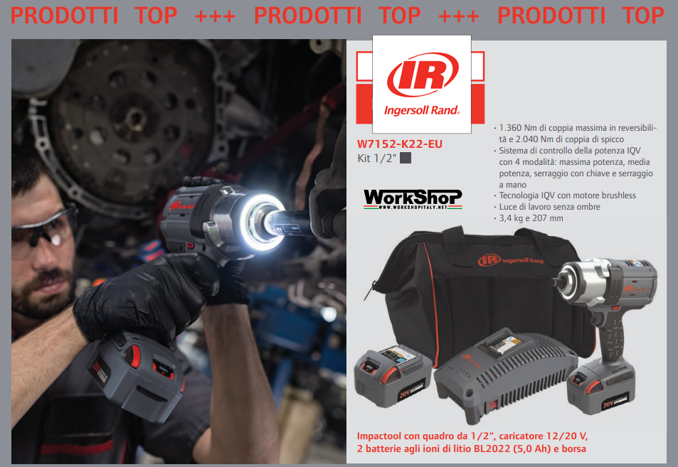Avvitatore a impulsi Ingersoll Rand 1/2" 5Ah 2040Nm