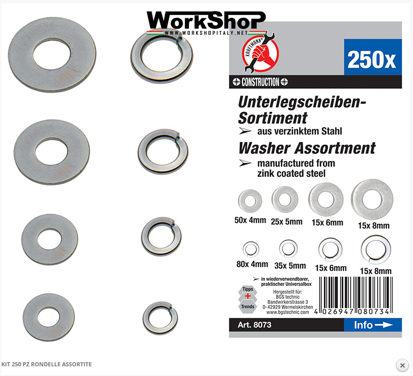 Set 250 rondelle 4 - 8mm BGS FERMEC BGS8073