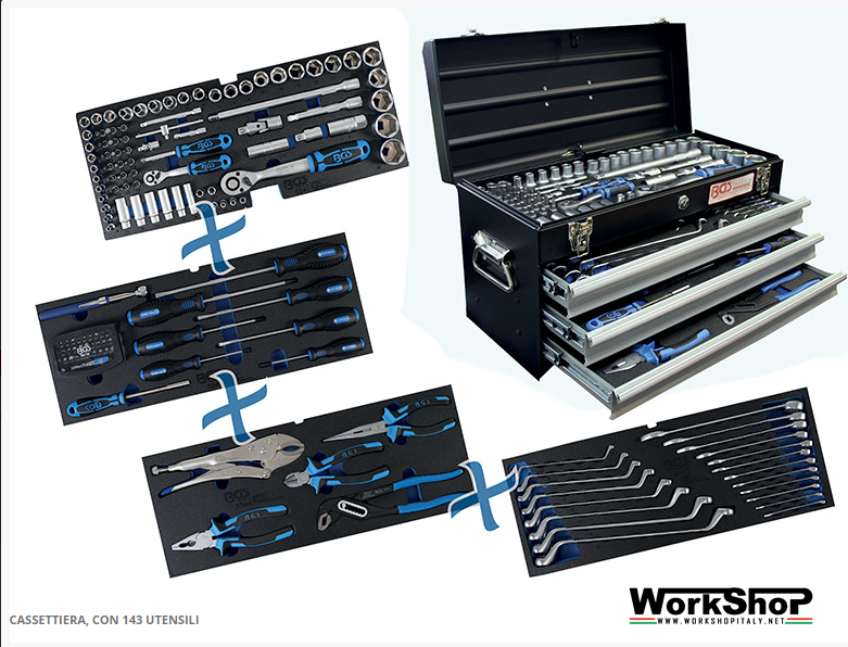 Cassettiera Fermec 143 utensili BGS BGS3318 3 cassetti