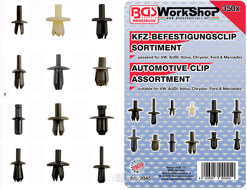 Set 350 clip automotive Bgs Fermec BGS9045 Ford Volvo Mercedes Peugeot Gm Vw