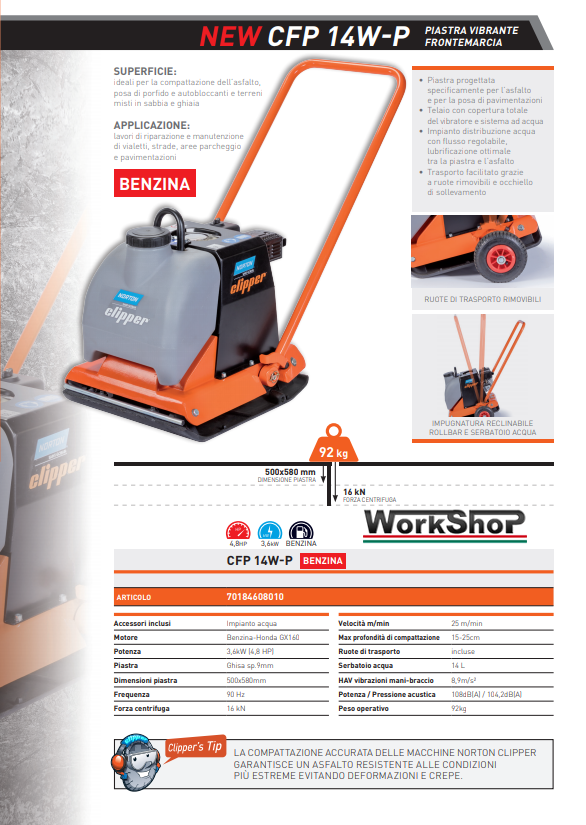 Battitrice piastra vibrante frontemarcia Norton Clipper NEW CFP 14w-p