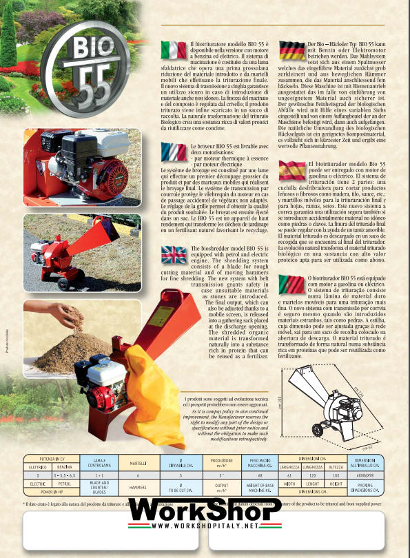 Biotrituratore Caravaggi BIO 55 motore Honda - Elettrico