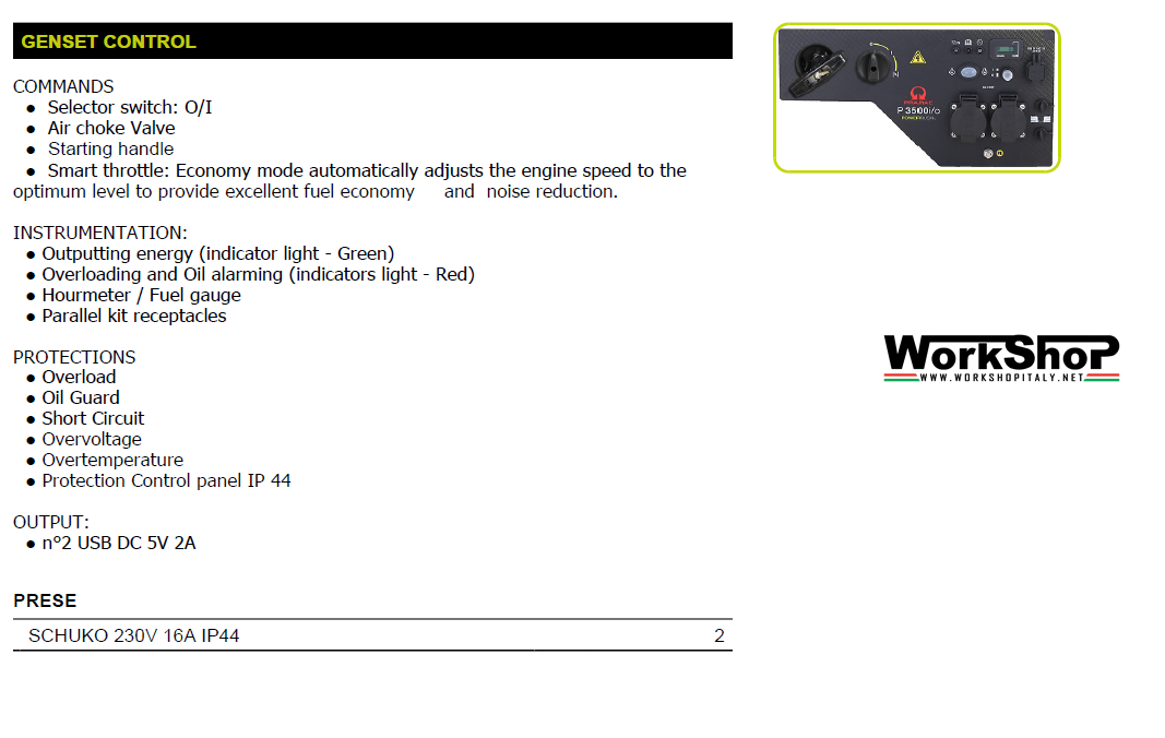 Generatore di corrente Pramac INVERTER Silenziato P3500I/O