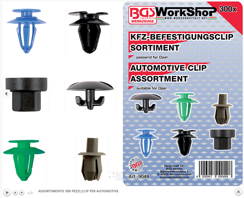 Set 300 clip automotive Bgs Fermec BGS9049 Opel Ford Vw Peugeot Renault Audi