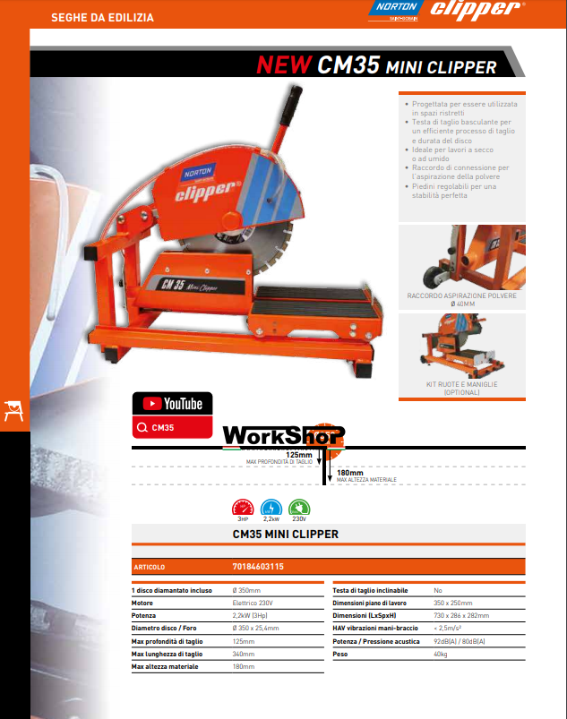 Seghe da edilizia Norton Clipper NEW CM35 MINI CLIPPER