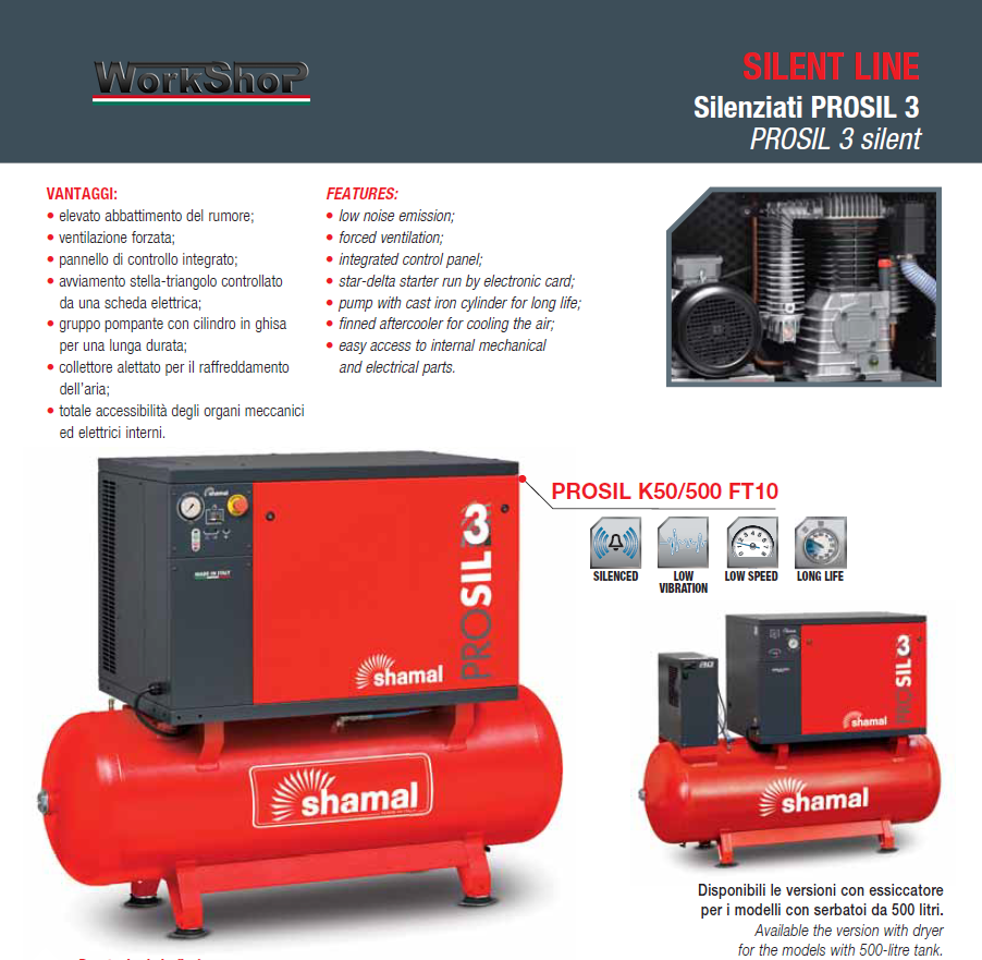 Compressori Shamal da 500lt Silenziati PROSIL SILENT LINE