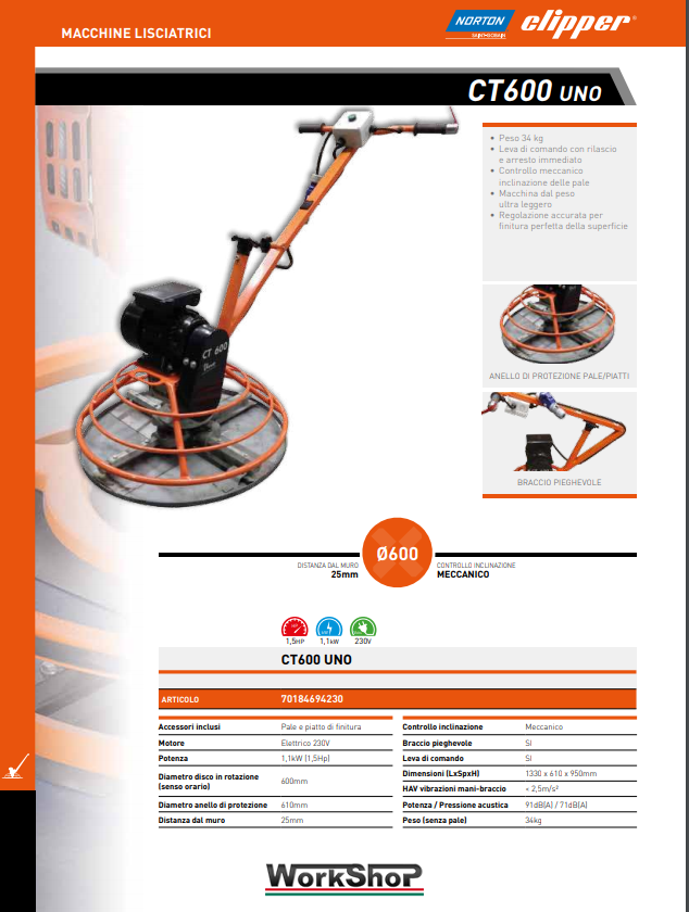 Lisciatrice per pavimenti Norton Clipper CT600 UNO