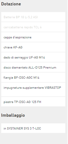 Sistema di taglio a mano libera a batteria DSC-AGC 18-125 FH Li EB-Basic Festool