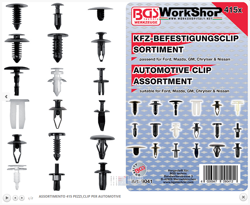 Set 415 clip automotive Bgs Fermec BGS9041 Ford Nissan Gm Mazda