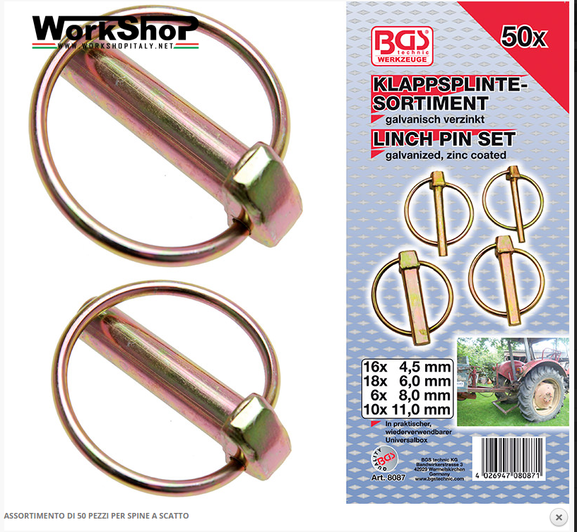 Set 50 anelli di sicurezza coppiglie a scatto Bgs Fermec BGS8087