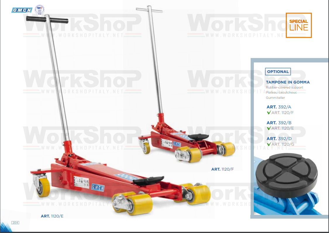 Sollevatore idraulico a carrello SPECIAL OMCN da 1500 a 2000kg.