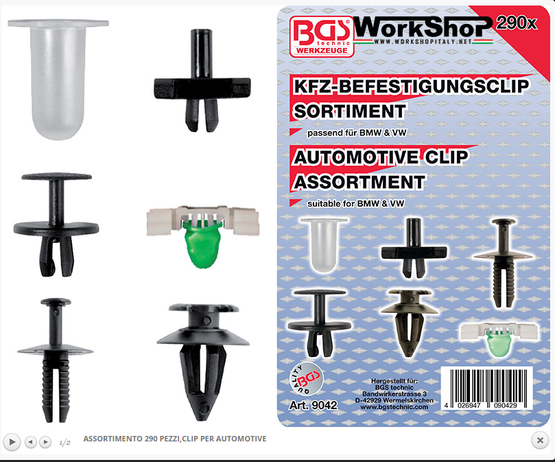 Set 290 clip automotive Bgs Fermec BGS9042 Bmw Vw