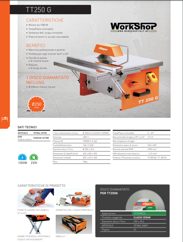 Tagliapiastrelle Norton Clipper TT250 G