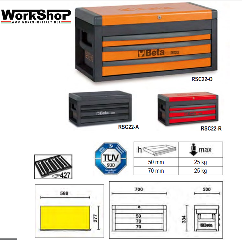Cassettiera portatile 3 cassetti Beta RSC22