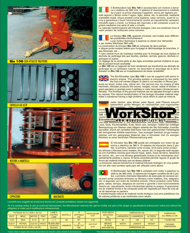 Biotrituratore Caravaggi BIO 100  motore Honda Elettrico motocoltivatore