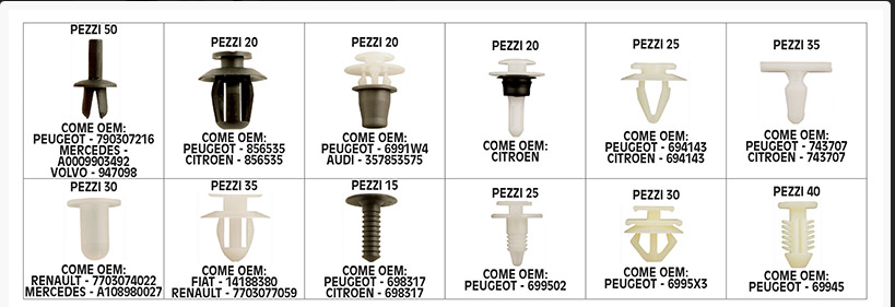 Set 345 clip automotive Bgs Fermec BGS9051 Peugeot Mercedes Volvo Citroen Audi Renault Fiat