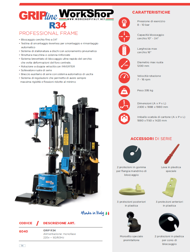 Smontagomme Professional Frame OMCN GRIP line R34
