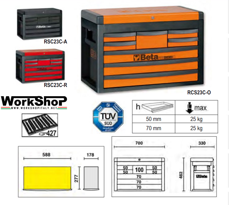Cassettiera portatile 8 cassetti Beta RSC23C
