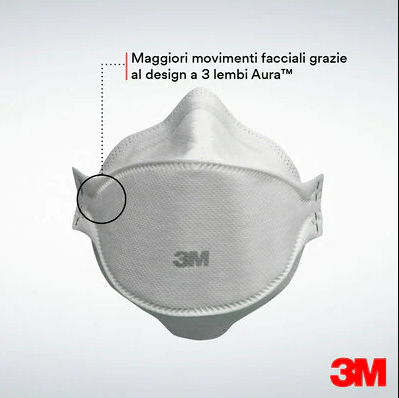 3M™ 9320D+ Aura™ Respiratore antiparticolato monouso, FFP2, senza valvola 3PZ.