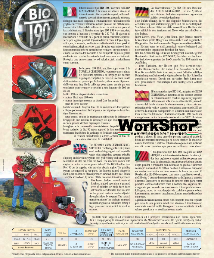 Biotrituratore Caravaggi BIO 190  motore Honda Elettrico Trattore