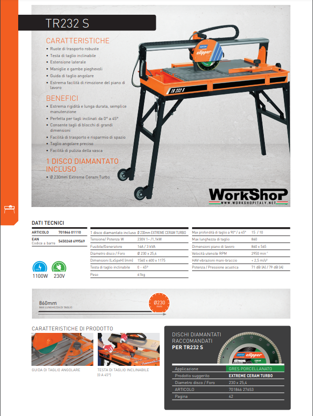 Tagliapiastrelle Norton Clipper TR232 S