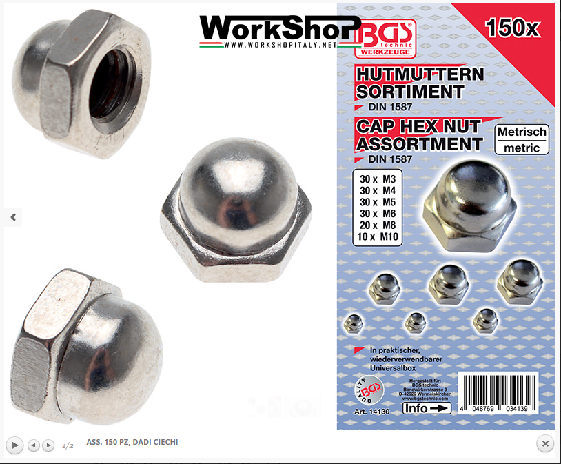 Set 150 dadi ciechi M3 - M10 Bgs Fermec BGS14130