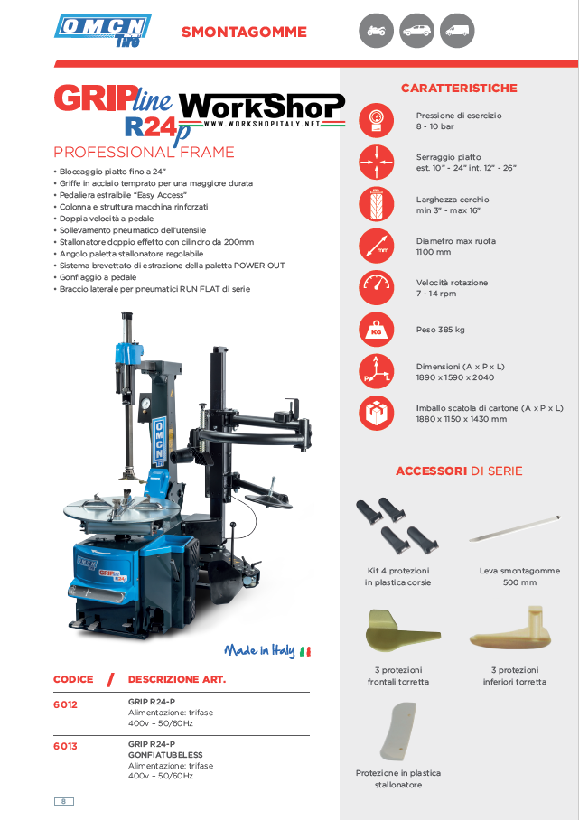 Smontagomme Professional Frame OMCN Gripline R24p