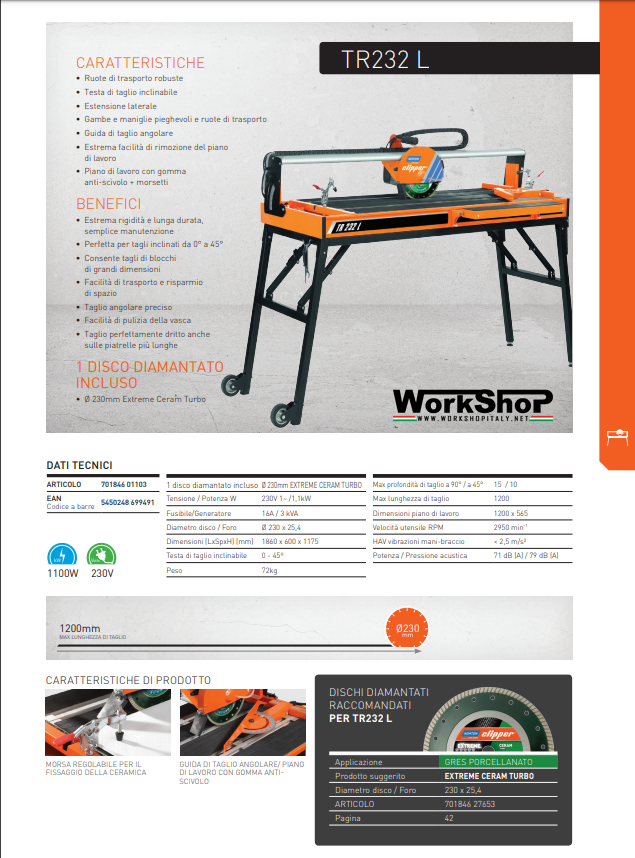 Tagliapiastrelle Norton Clipper TR232 L