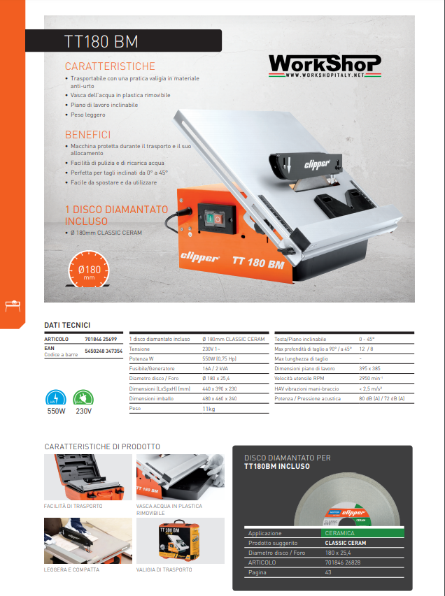 Tagliapiastrelle Norton Clipper TT180 BM