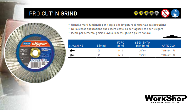 Disco Diamantato Clipper Norton PRO CUT' N GRIND