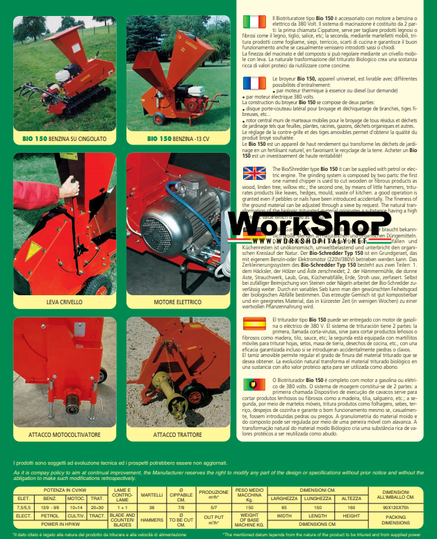 Biotrituratore Caravaggi BIO 150  motore Honda Elettrico motocoltivatore