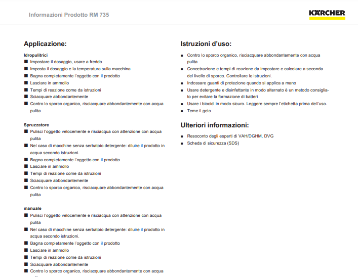 Detergente Disinfettante ad alta resa Karcher RM 735 5 litri