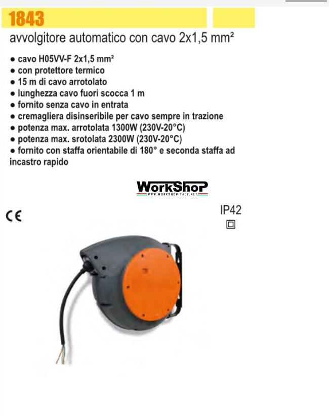 Avvolgitore automatico Beta1843 2X1,5MM 15MT.