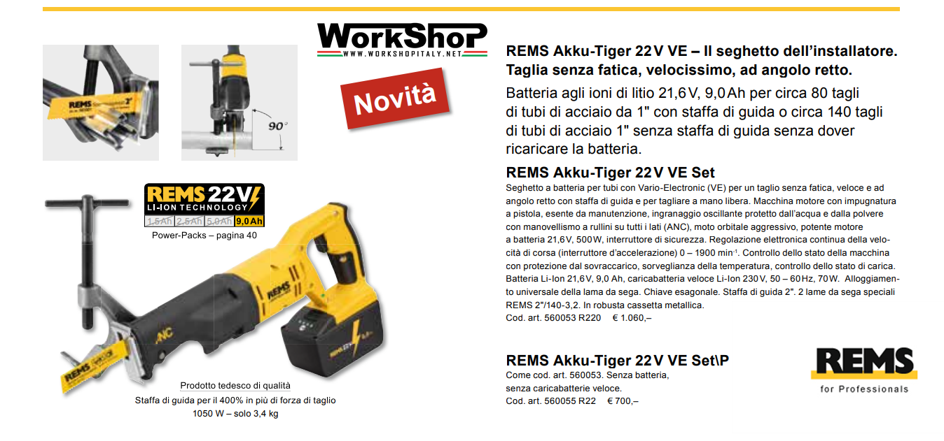 Seghetto Rems REMS Akku-Tiger 22 V VE  set/P senza batteria e caricabatteria