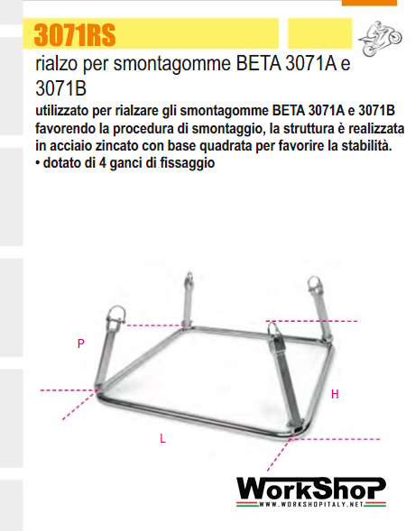 Rialzo per Smontagomme Beta 3071RS per moto da cross ed enduro 3071A 3071B