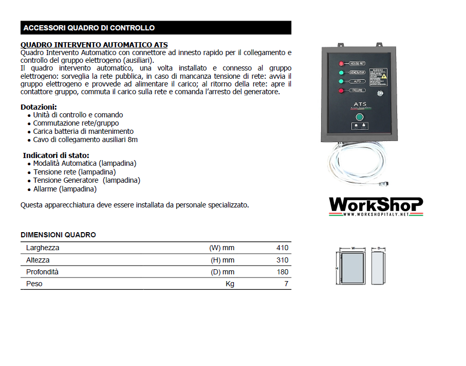 Generatore di corrente Pramac DIESEL PMD5000s AVR + QUADRO INTERVENTO AUTOMATICO ATS