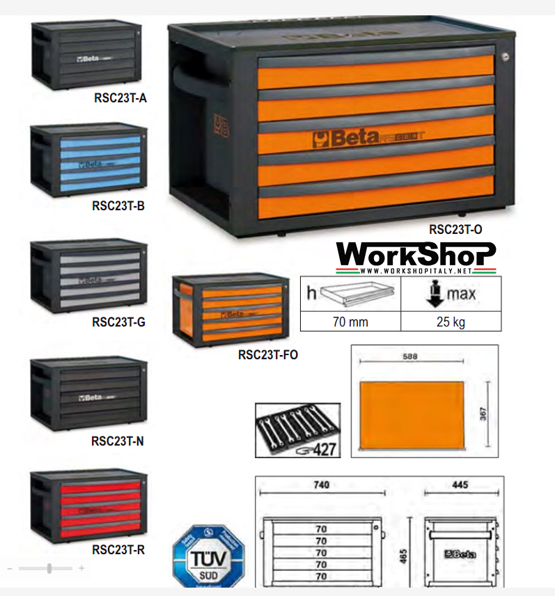 Cassettiera portatile 5 cassetti Beta RSC23T