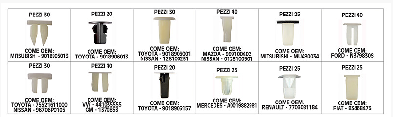 Set 350 clip automotive Bgs Fermec BGS9046 Mitsubishi Nissan Mazda Ford Vw Gm Fiat Mercedes Renault