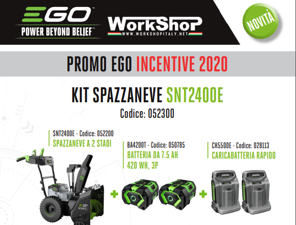 Spazzaneve a batteria Ego SNT2400E + 2 BATTERIE 7,5AH + 2 CARICABATTERIE