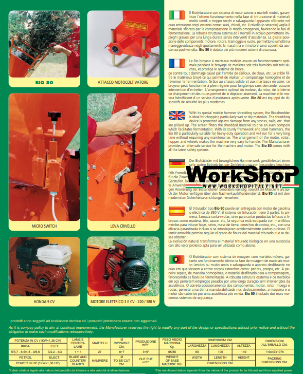 Biotrituratore Caravaggi BIO 80 motore Honda - Elettrico