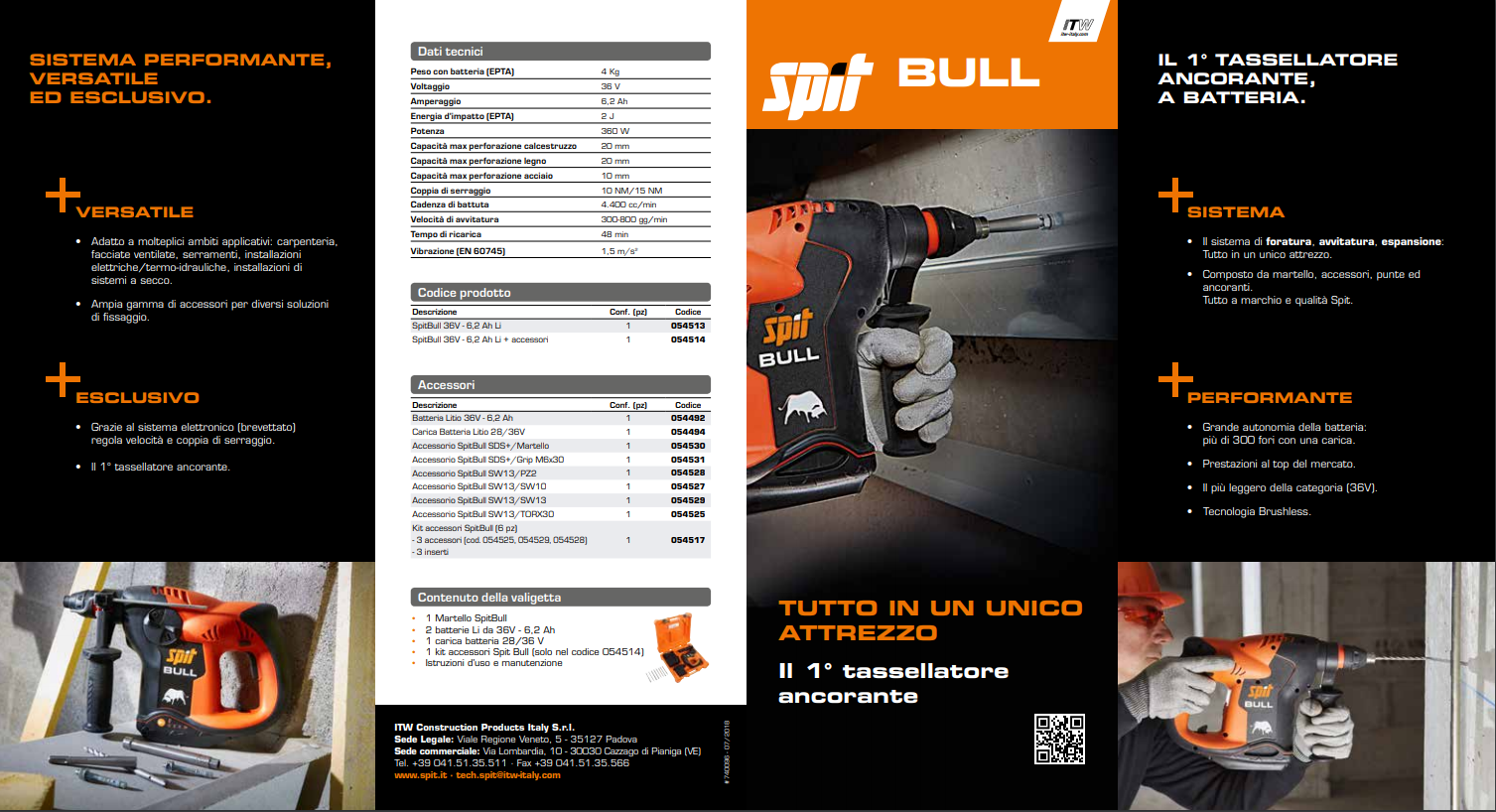 Tassellatore ancorante a batteria SPITBULL Spit 36v 6,2Ah + ACCESSORI